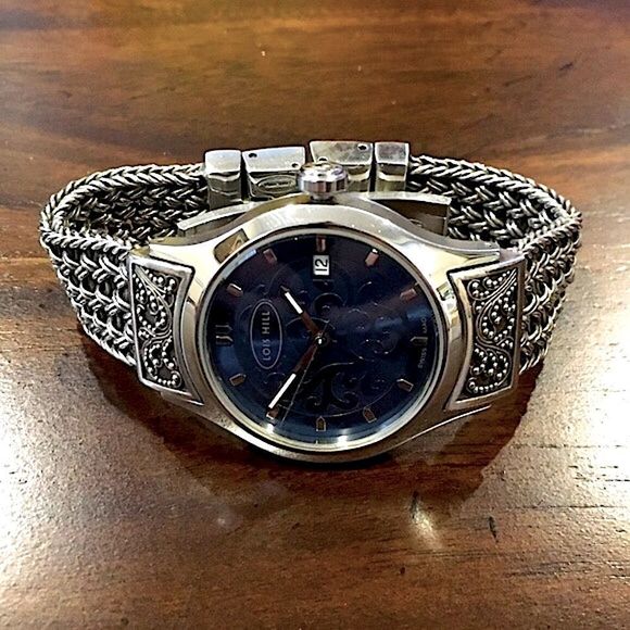 LOIS HILL Sterling Silver Watch Blue Face - Picture 2 of 13